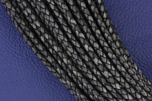 Lederband rund geflochten Ø 3,5 - 4,0 mm - antikschwarz