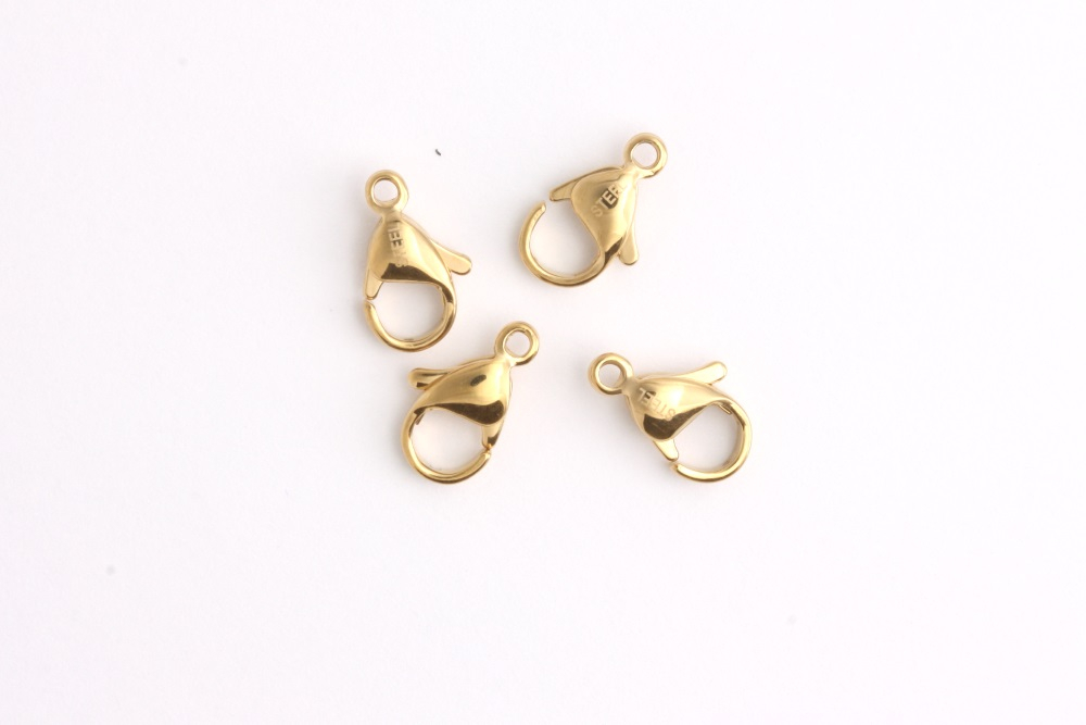 Karabiner Edelstahl - 12 mm - mit  goldfarbiger Ionenplattierung